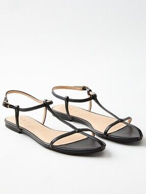 LOFT Black Skinny T-Strap Sandals (size 7, like new)